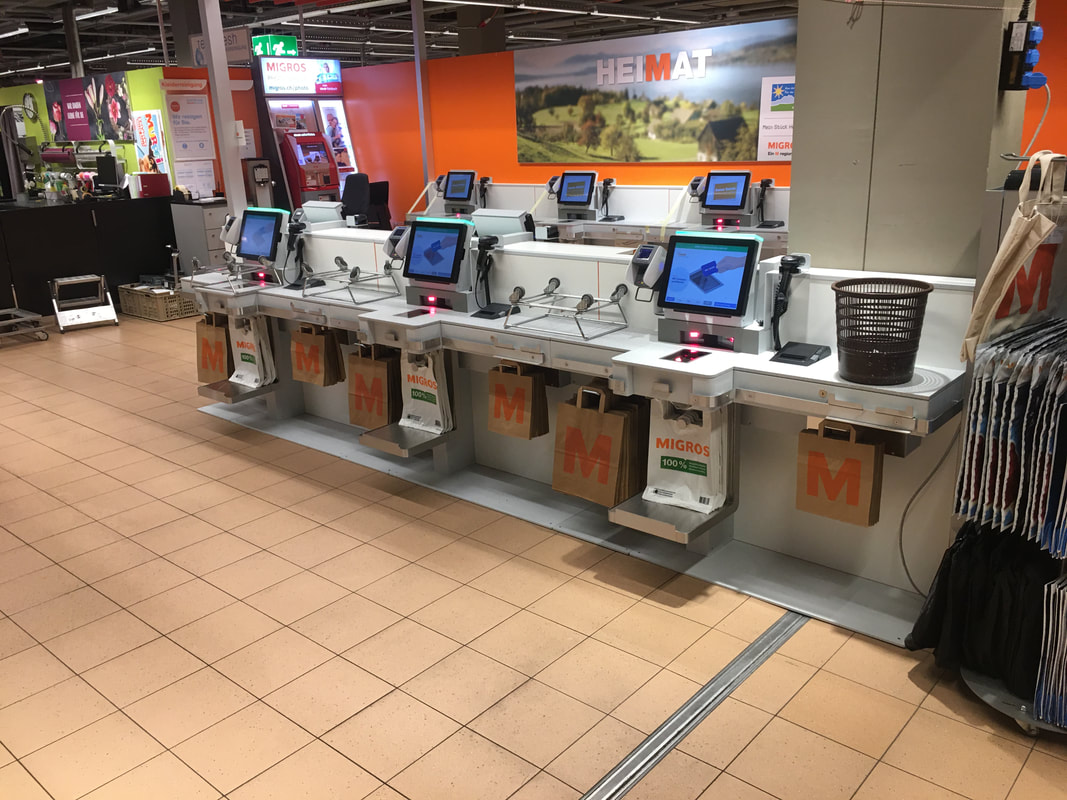 Umstellung Klassischen Kassen auf SCO Kassen Subito für die Genossenschaft Migros Zürich , unsere Arbeit war Projektleitung und Bauleitung  der jeweiligen Filiale